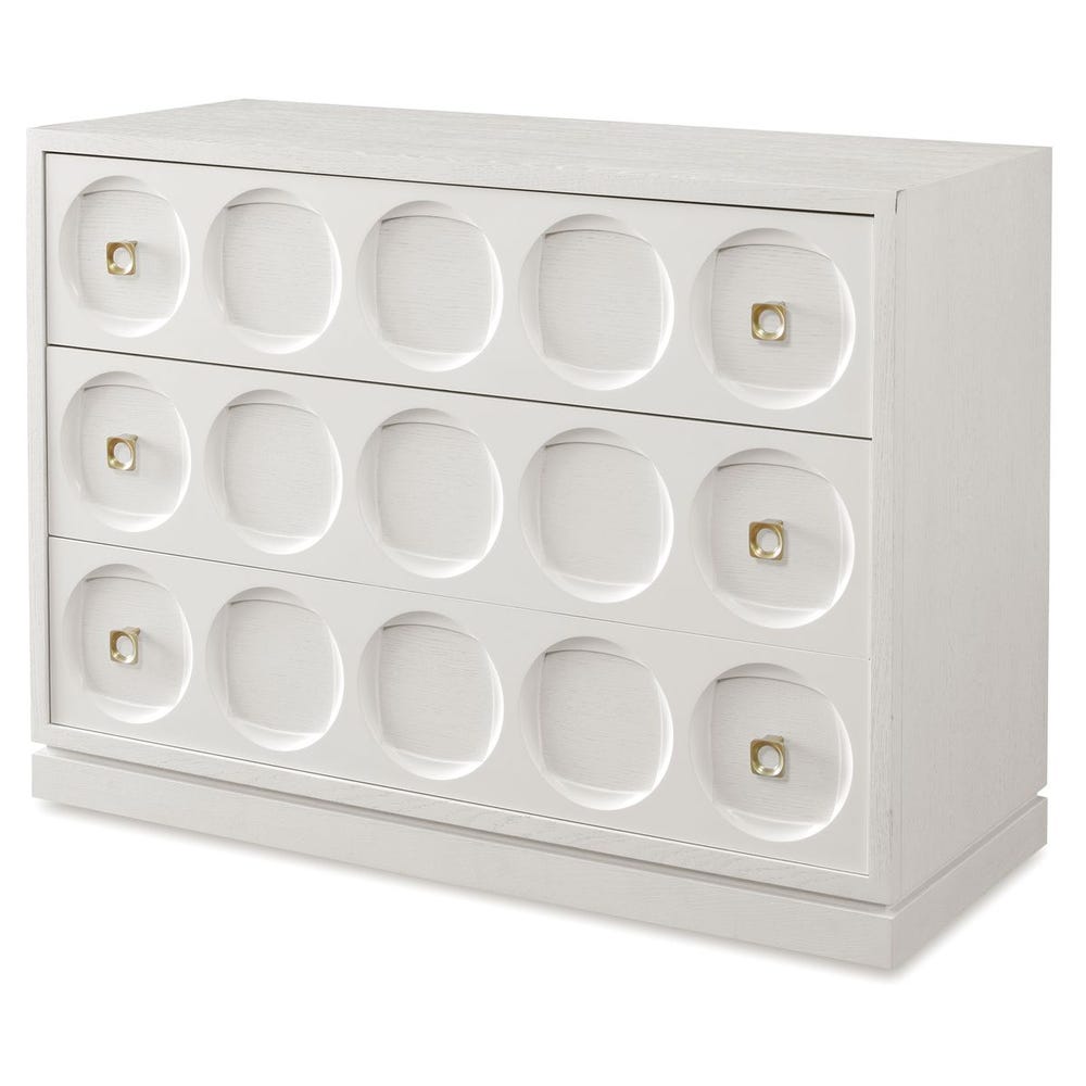 Celestine White Oak Geometric 3-Drawer Chest
