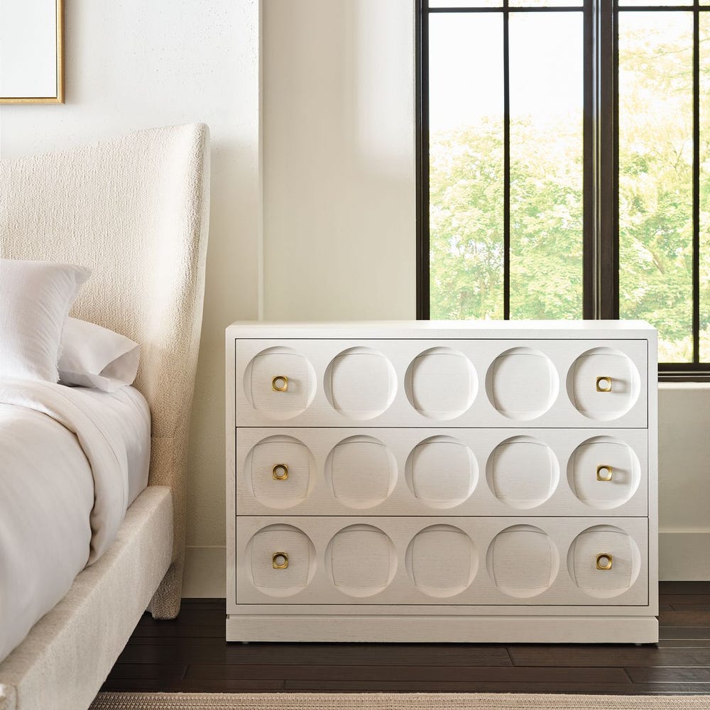 Celestine White Oak Geometric 3-Drawer Chest