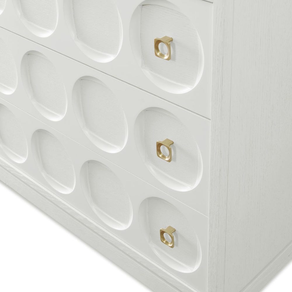 Celestine White Oak Geometric 3-Drawer Chest