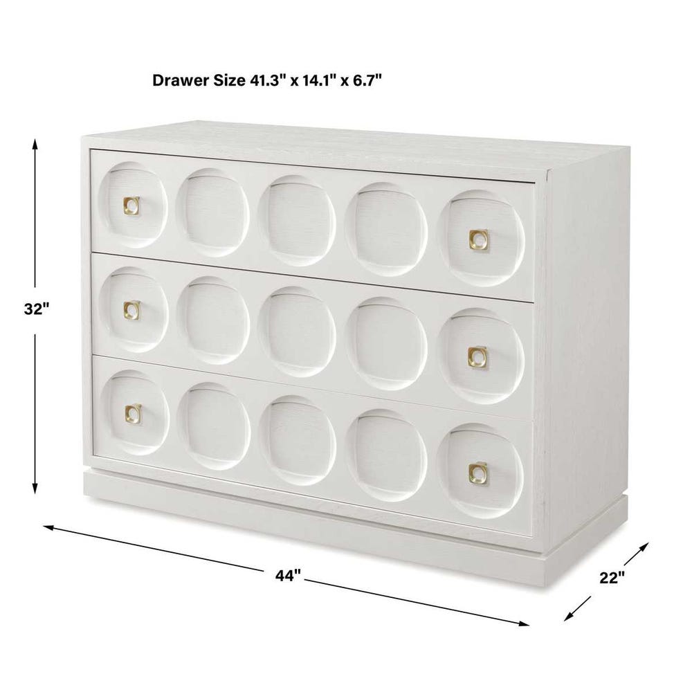 Celestine White Oak Geometric 3-Drawer Chest