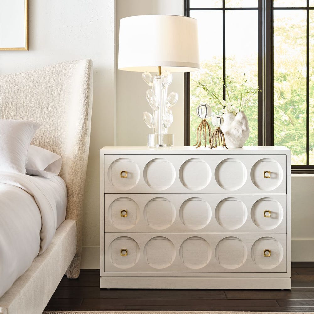 Celestine White Oak Geometric 3-Drawer Chest