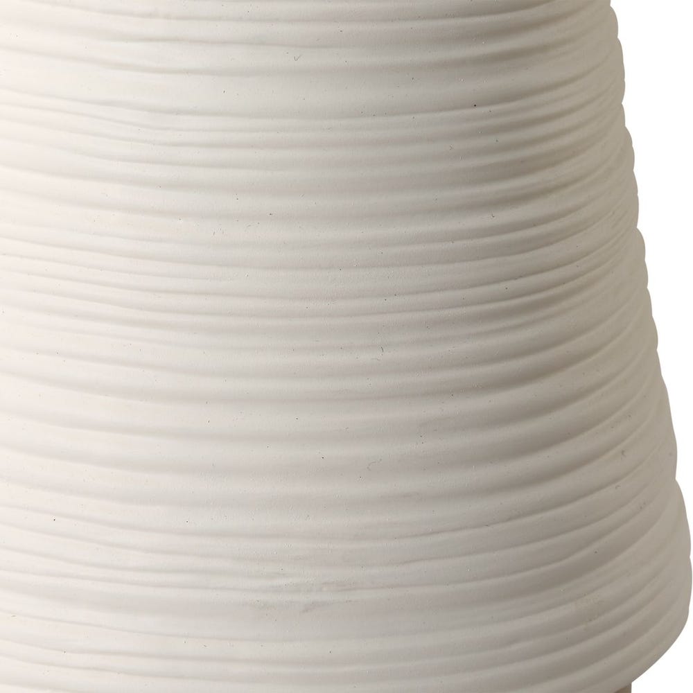 White Ribbed Ceramic Vase Set of Two