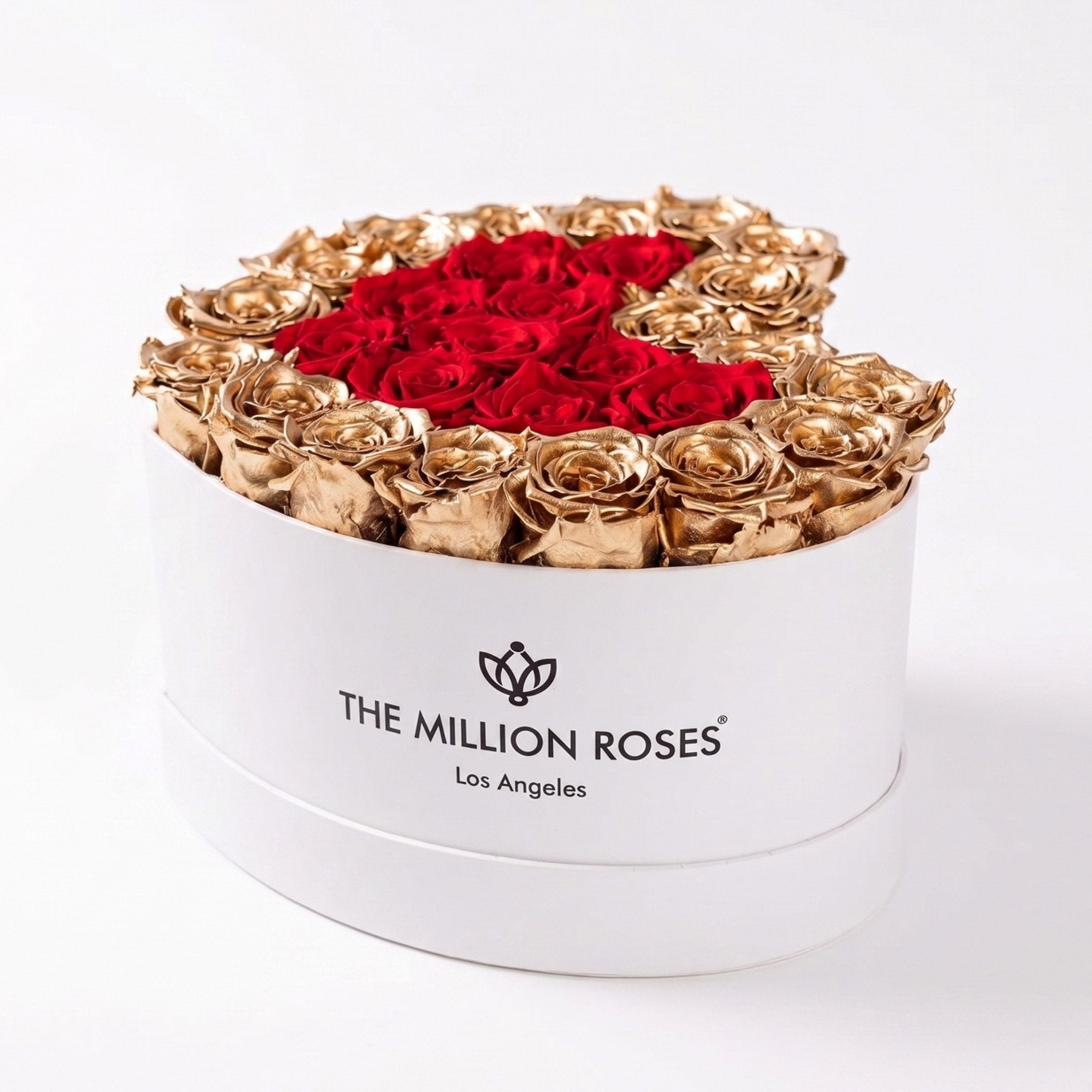 Heart White Box | 24K Gold & Red Roses