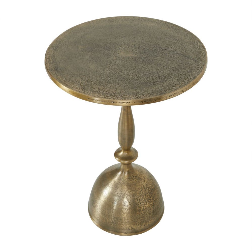Winslow Sculptural Old Brass Pedestal Accent Table