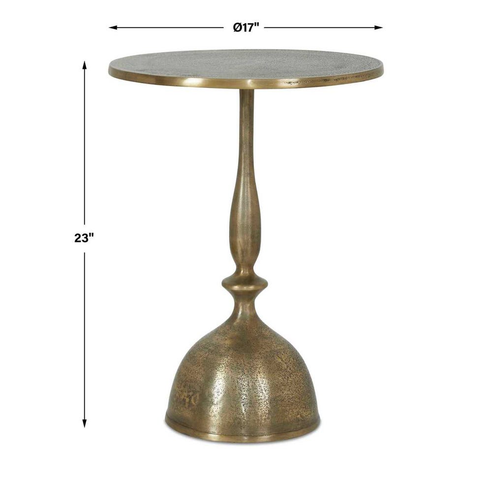 Winslow Sculptural Old Brass Pedestal Accent Table