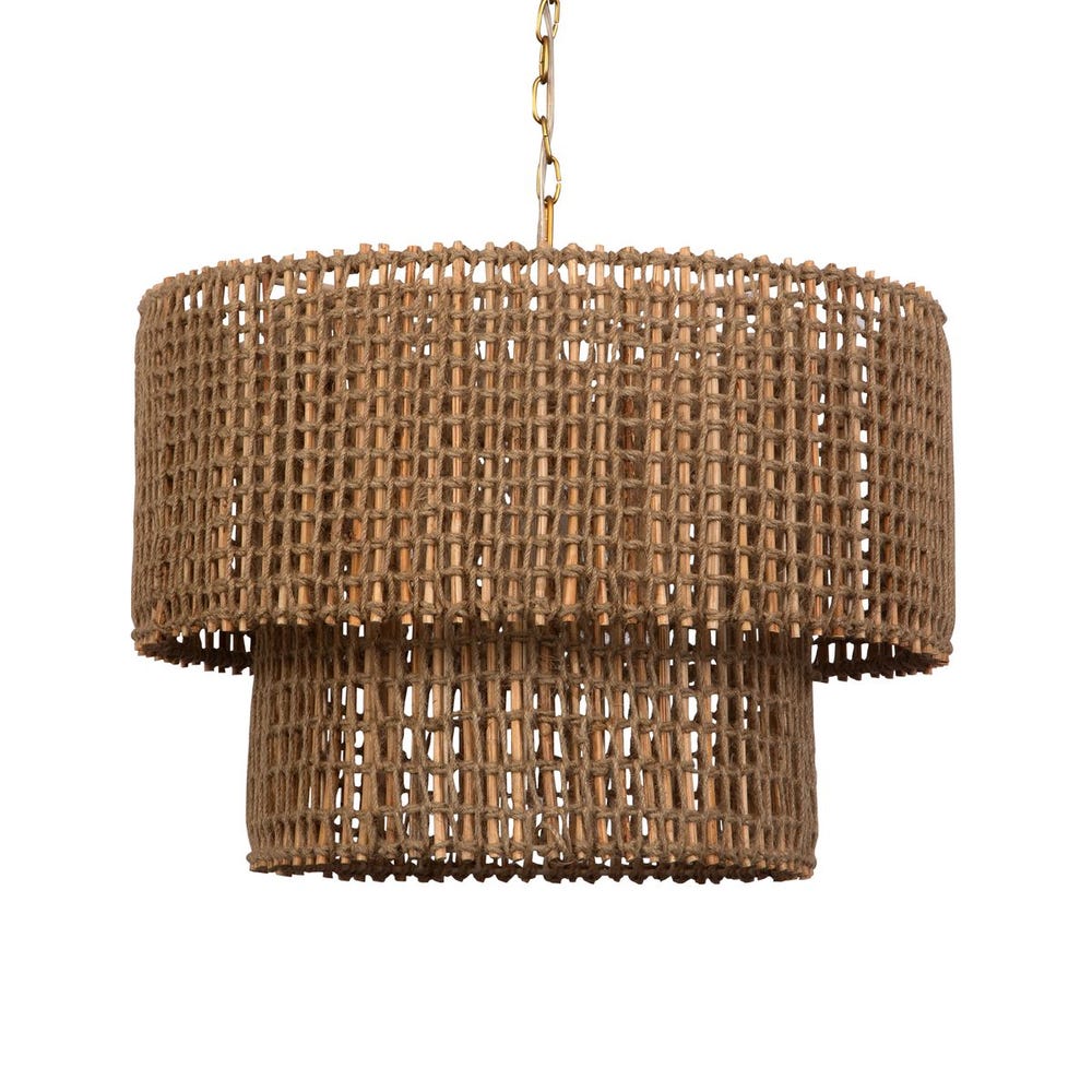 Solenne Woven Jute & Antique Brass Pendant