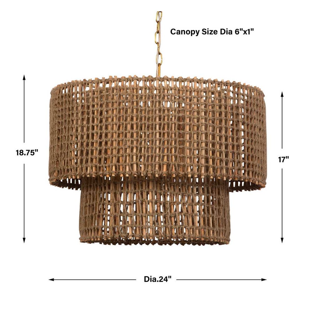 Solenne Woven Jute & Antique Brass Pendant