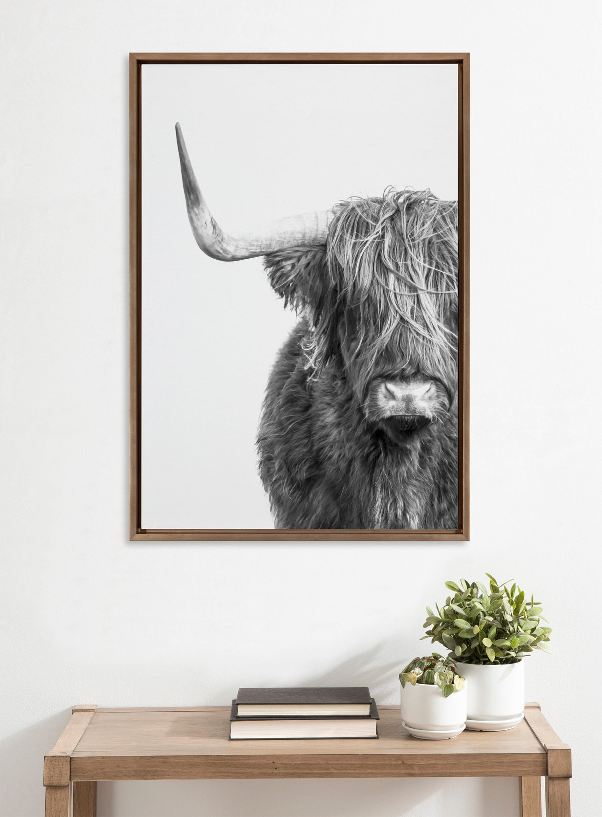 Sylvie B&W Highland Cow No. 1 Framed Canvas by Amy Peterson Art Studio