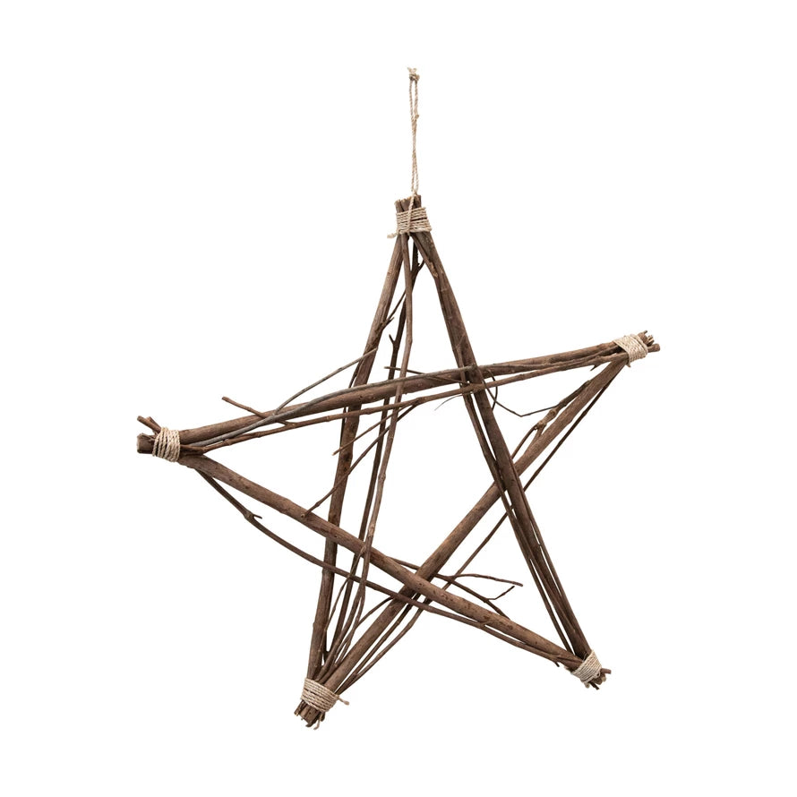 Handmade Twig and Abaca Rope Hanging Star