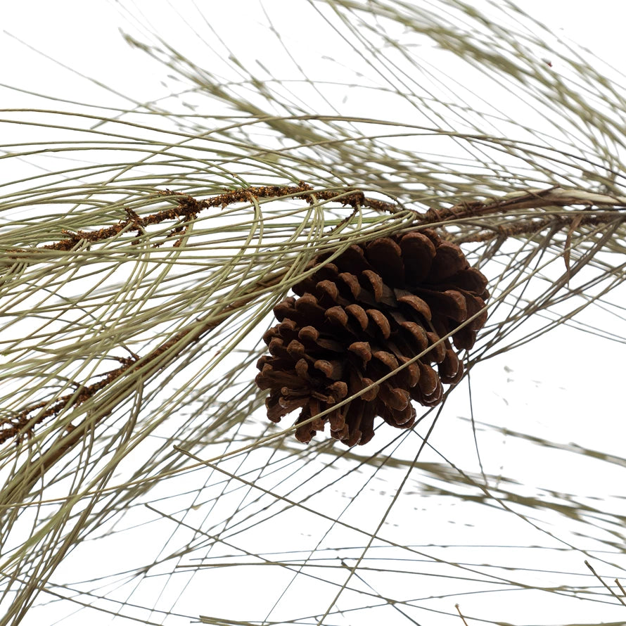 Faux Long Needle Pine Garland w/ Pinecones, Sage Color