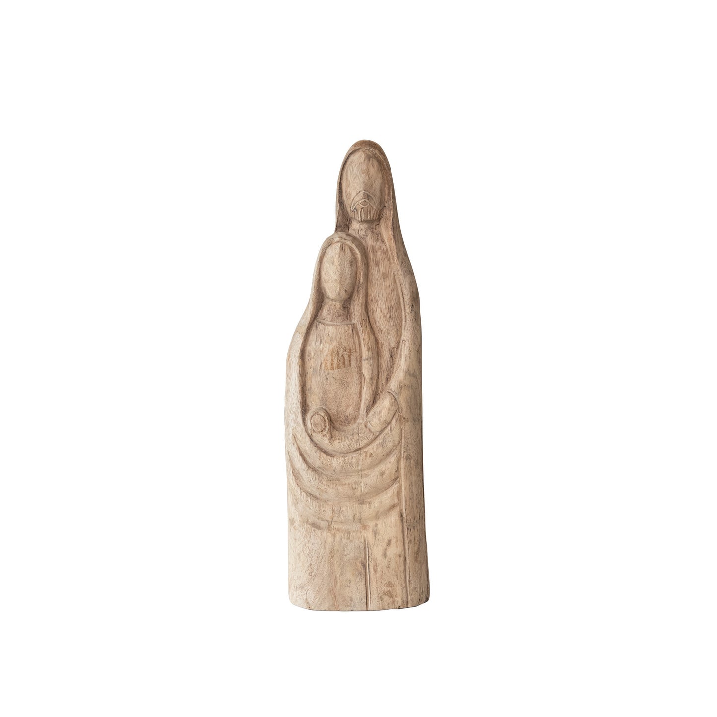 5-1/2"L x 3"W x 18"H Hand-Carved Mango Wood Holy Family, Natural
