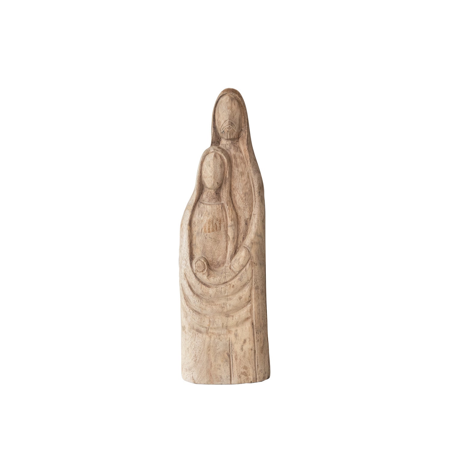 5-1/2"L x 3"W x 18"H Hand-Carved Mango Wood Holy Family, Natural