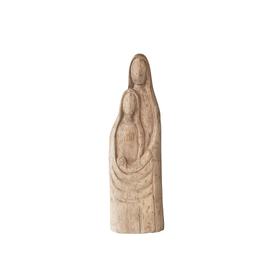 5-1/2"L x 3"W x 18"H Hand-Carved Mango Wood Holy Family, Natural