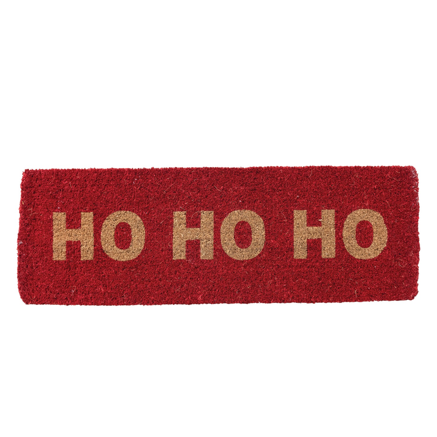 47"L x 16"W Natural Coir Double Doormat "HO HO HO", Red