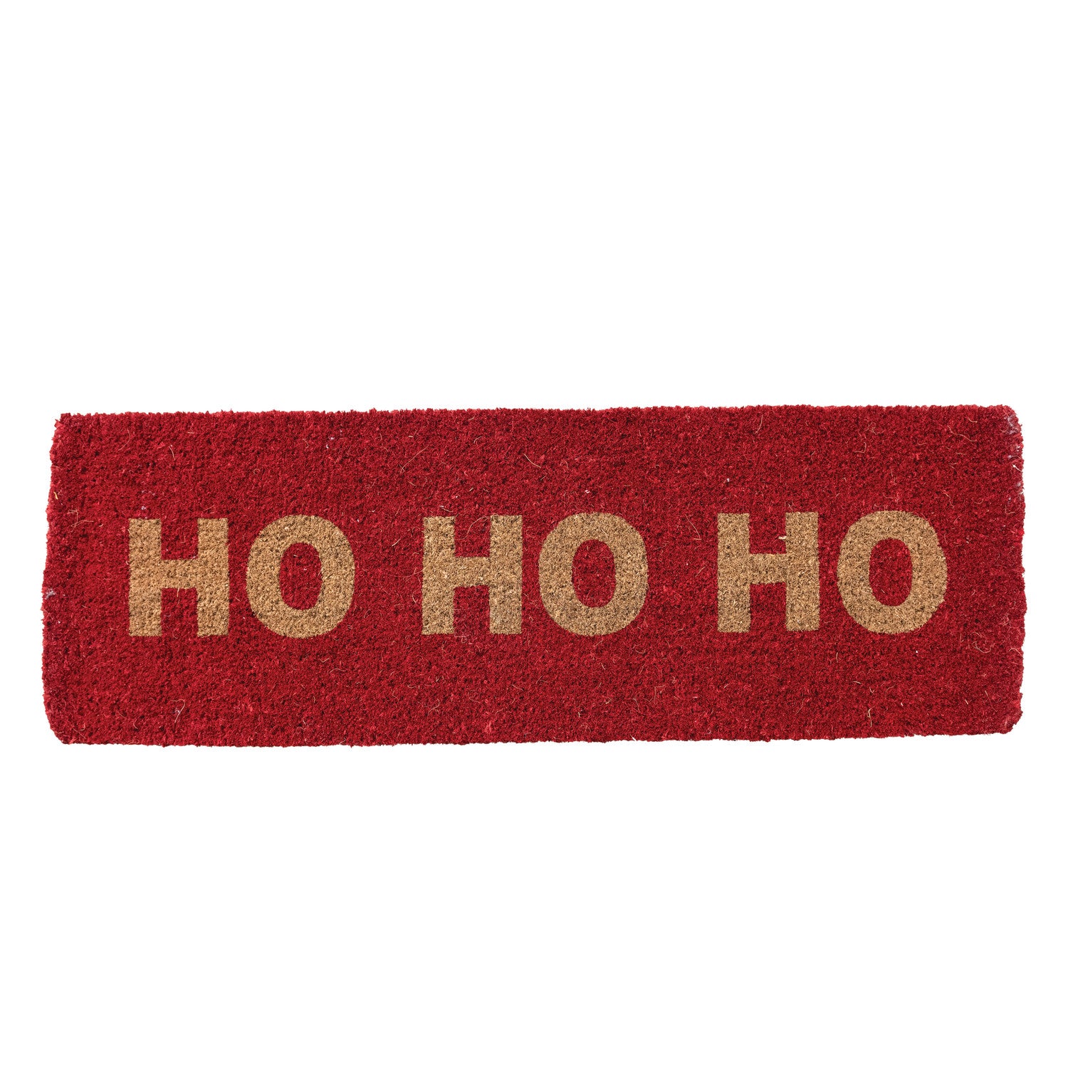 47"L x 16"W Natural Coir Double Doormat "HO HO HO", Red