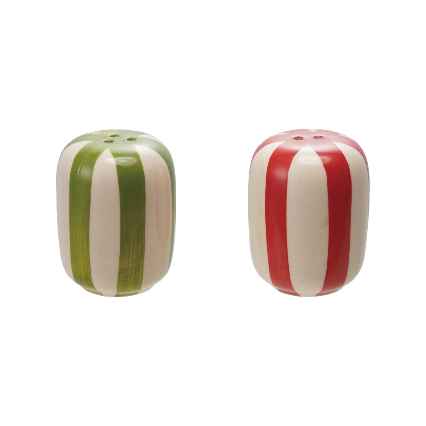 Hand-Painted Stoneware Salt & Pepper Shakers, Set of 2