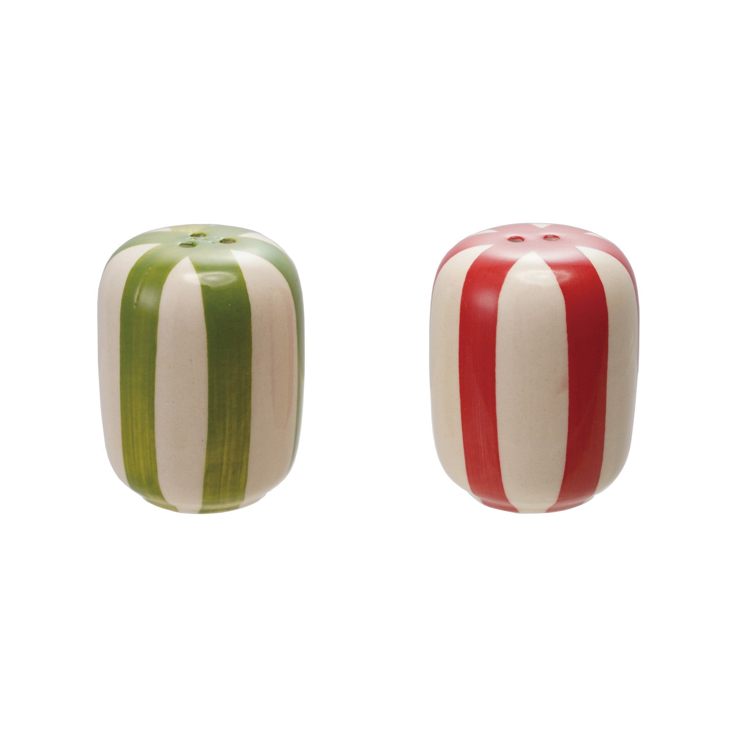 Hand-Painted Stoneware Salt & Pepper Shakers, Set of 2