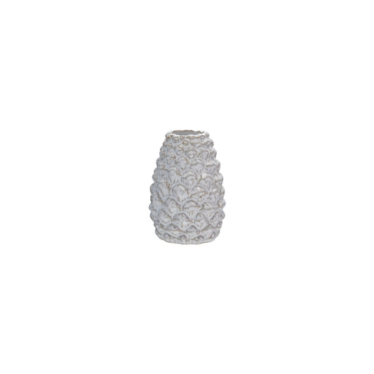 Stoneware Pinecone Shaped Taper Holder, White (Each Will Vary)