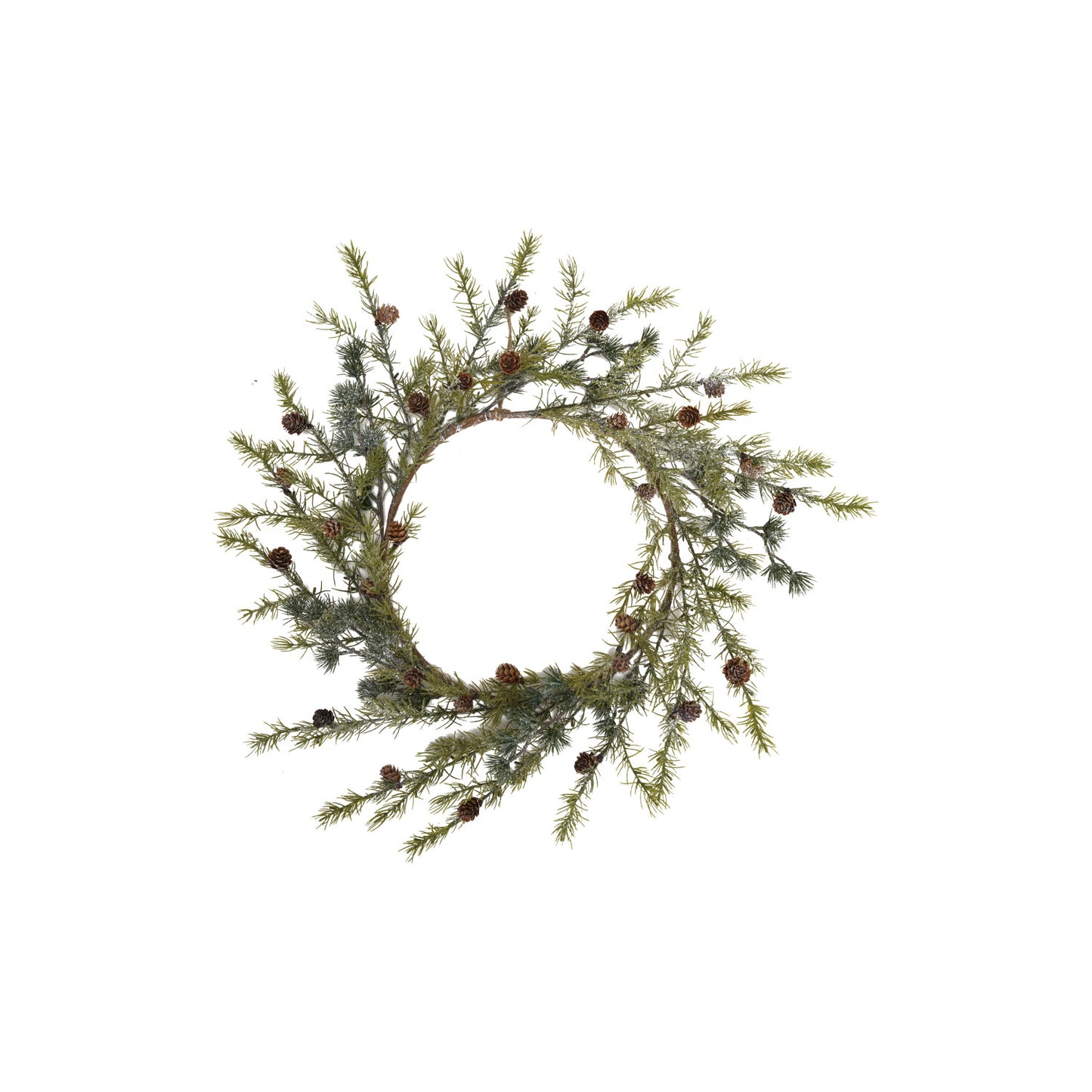 23-1/2" Round Faux Wreath with Pinecones, Frost Finish