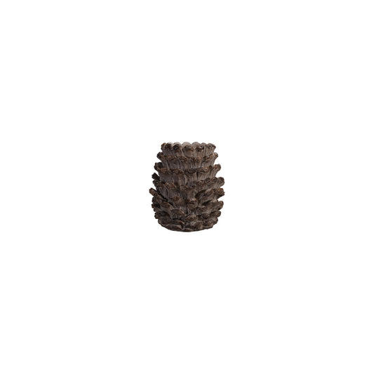Resin Pinecone Shaped Pillar Holder, Distressed Finish, Brown