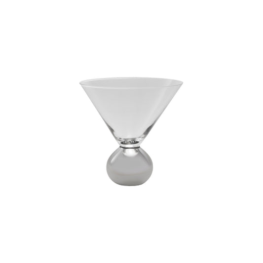 12 oz. Martini Glass with Silver Electroplated Ball Stem