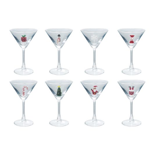 4 oz. Martini Glass with Hand-Blown Holiday Figure, 8 Styles