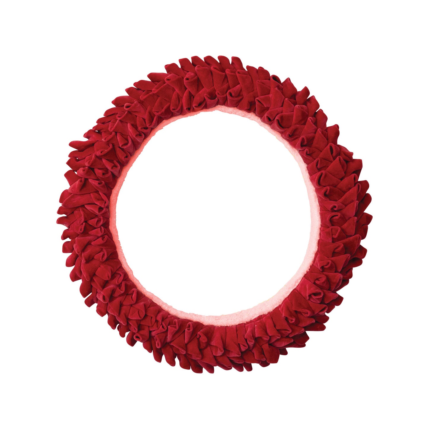20" Round Handmade Cotton Velvet Wreath, Red