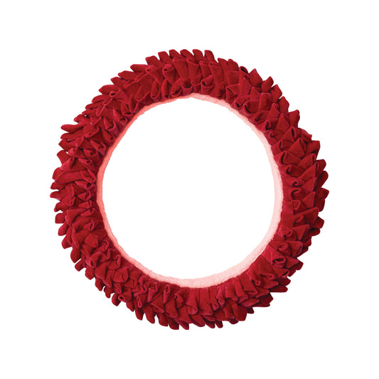 20" Round Handmade Cotton Velvet Wreath, Red