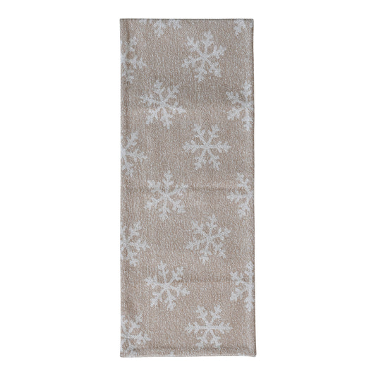 Woven Recycled Fabric Jacquard Table Runner with Snowflake Pattern