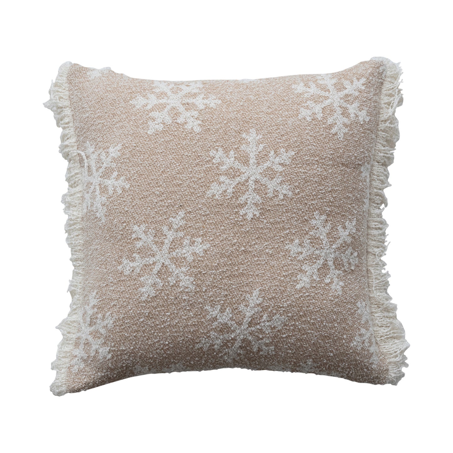 20" Square Recycled Fabric Jacquard Two-Sided Pillow Fringe