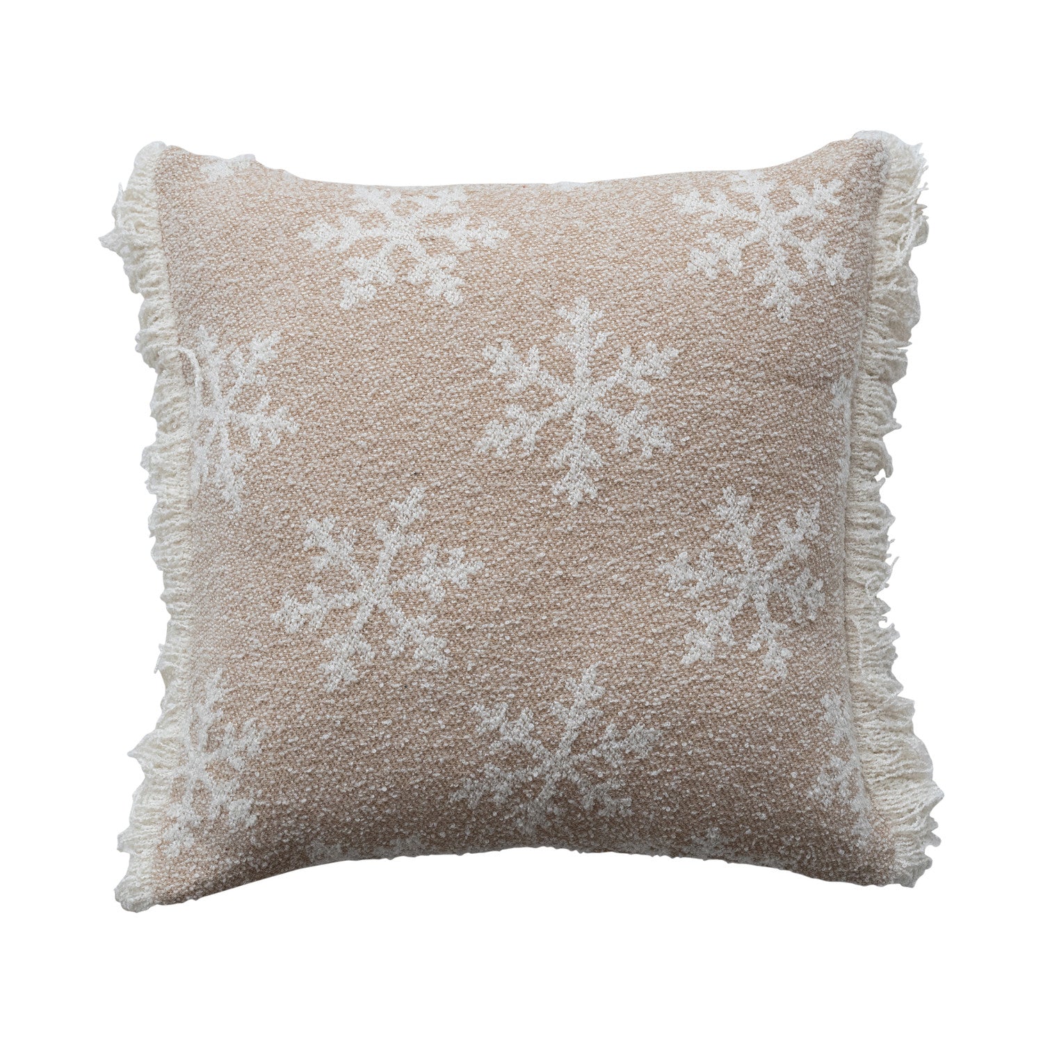 20" Square Recycled Fabric Jacquard Two-Sided Pillow Fringe