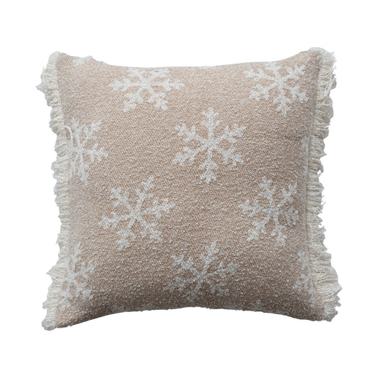 20" Square Recycled Fabric Jacquard Two-Sided Pillow Fringe