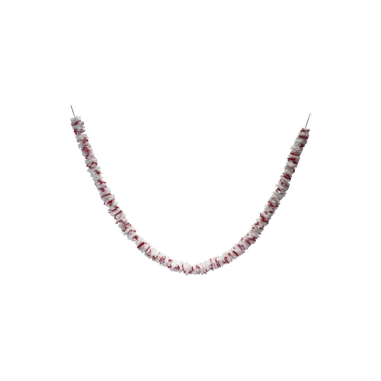 72"L x 2"H Fabric Garland with Stripes & Frayed Edges, White & Red