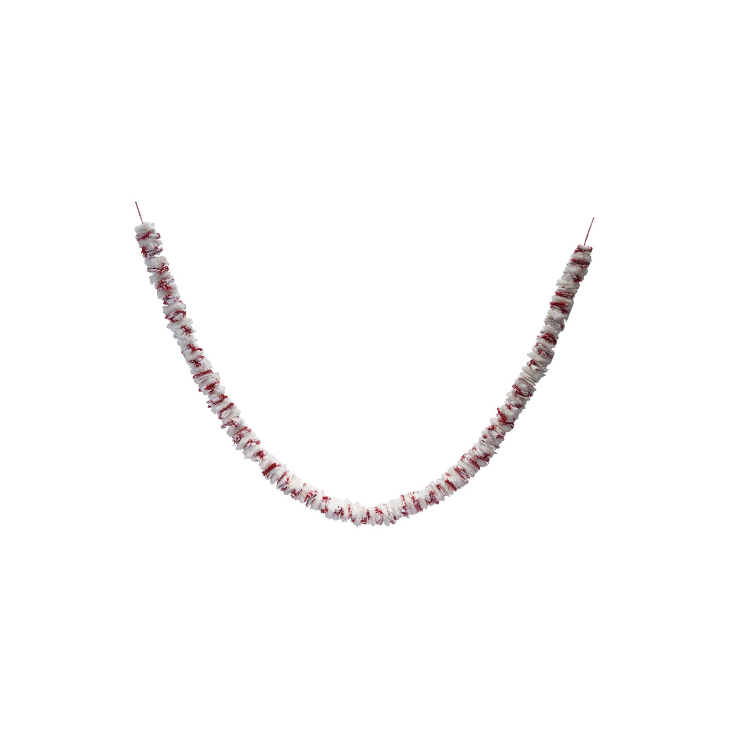 72"L x 2"H Fabric Garland with Stripes & Frayed Edges, White & Red