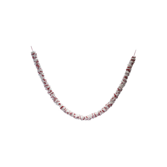 72"L x 2"H Fabric Garland with Stripes & Frayed Edges, White & Red