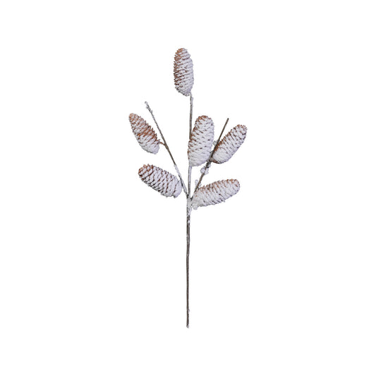 18-1/2"H Natural Pinecone Stem, Snow Finish
