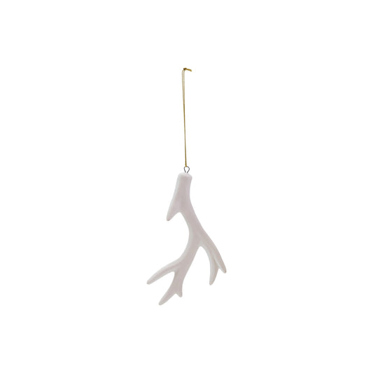 6"H Stoneware Bisque Deer Antler Ornament, White
