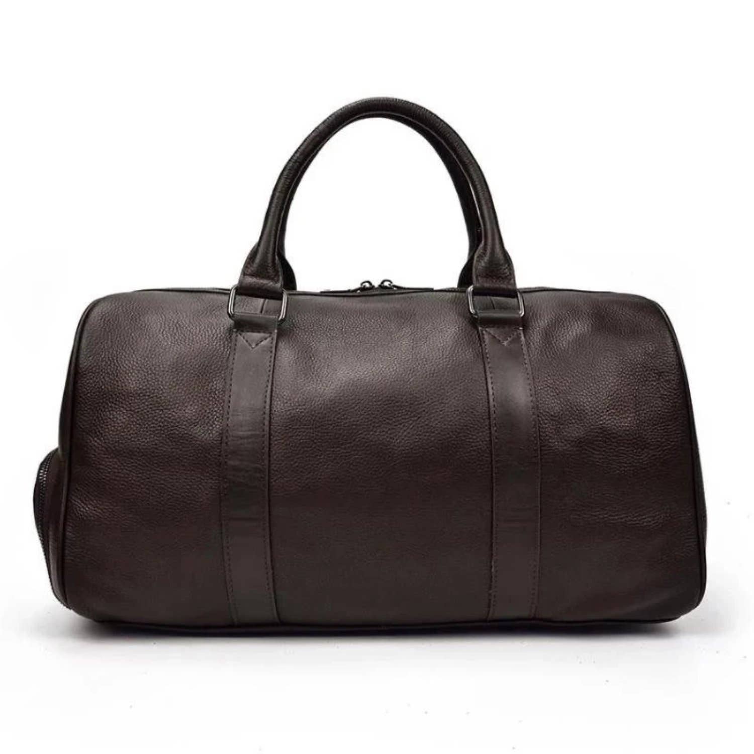 Vintage Leather Duffle Bag: Brown