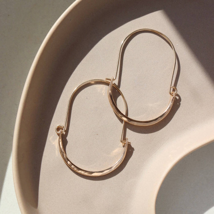 Hammered Paloma Hoops: Sterling Silver